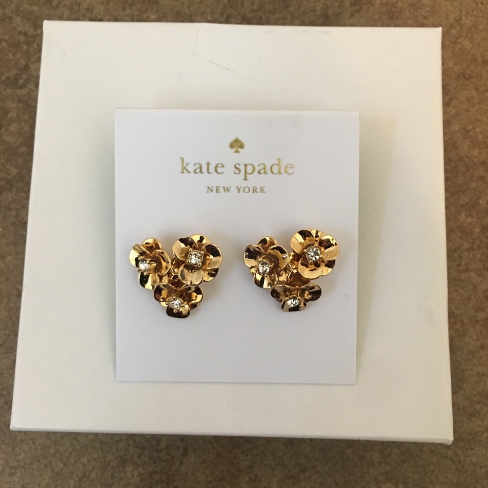 NWT Kate Spade Gold Flower Cluster Stud Earrings